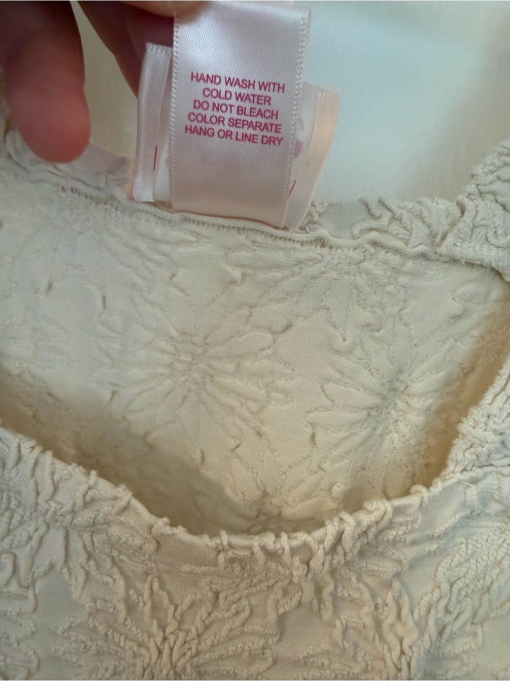 So Me Cream Floral Embroidered Jacquard Seamless Square Neck Tank Top Wide Strap - Picture 8 of 12